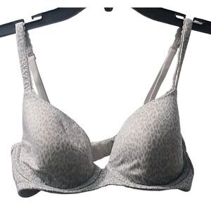 Victoria's Secret Womens Size 32d Lined Demi Buste Double Bra White‎ Leopard